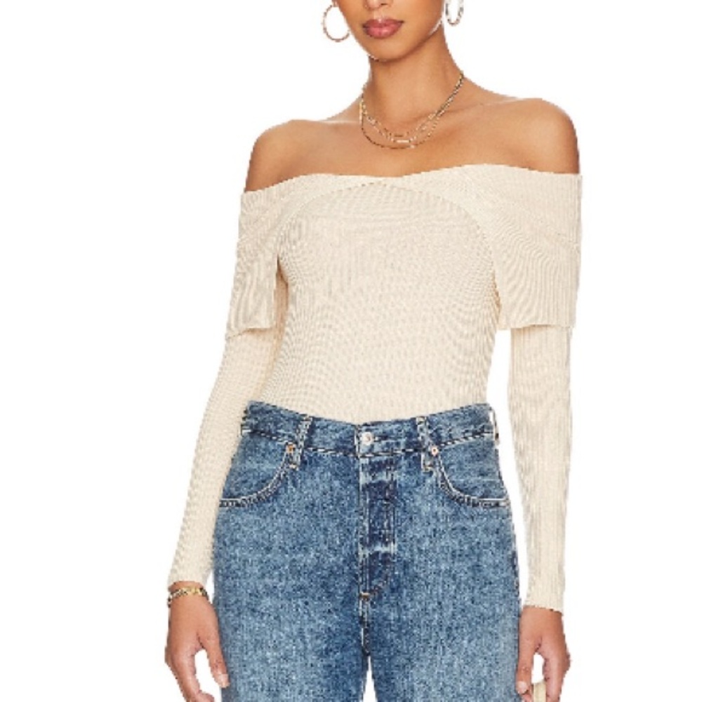 Lovers + Friends Off-Shoulder Sweater in Cream